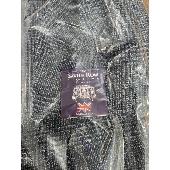 Savile Row Sport Coat Blazer Men's Size 38R Navy Shoreditch Plaid Knit 50002 - Picture 9 of 11